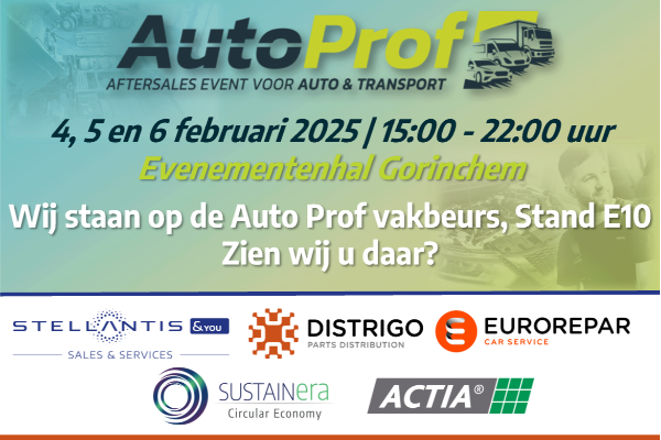 Wij staan op de Auto Prof vakbeurs, Stand E10. Zien we u daar?